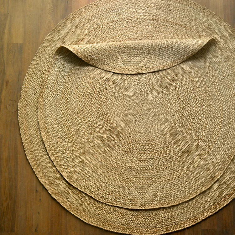 Импортированный из Индии джутовый тканый круглый ковер домашний журнальный столик для гостиной простой нордический ковер для дома