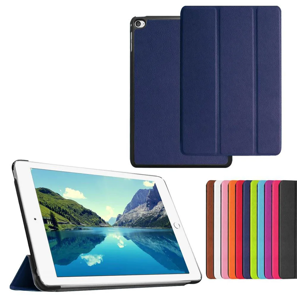 Чехол для Samsung Galaxy Tab A 10,1 SM-T580 T585 ультра тонкая подставка PU кожаный чехол со стеклянным протектором экрана+ ручка - Цвет: Navy Blue
