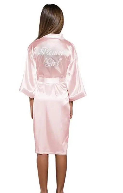 Детские Свадебные халаты с цветочным узором для девочек; ночная рубашка с надписью; детский банный халат с монограммой; Кимоно для вечеринок для маленьких подружек невесты