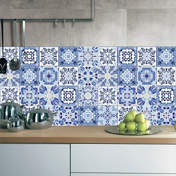 10152030cm Blue Strip Tiles Wall Stickers Bathroom Kitchen Glass Windows Home Decor Wallpaper Peel Stick Vinyl Art Mural