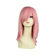 MCOSER 40 см короткий прямой розовый синтетический парик для косплея две крышки высокотемпературные волокна волос 013L