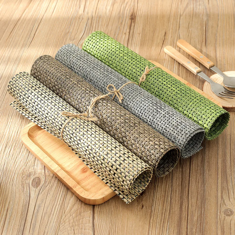 4 قطعة/الوحدة نسج تحديد الموقع الأزياء البلاستيكية طاولة طعام حصيرة منصات القرص عاء سادة الوقايات طاولة مقاومة للمياه القماش سادة زلة مقاومة...