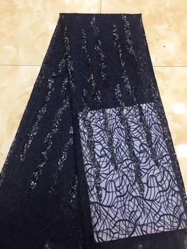 

Best Quality African Lace Fabric Navy Blue Lace High Quality Embroidery French Mesh 2019 Nigeria sequins Lace Fabric FJ28211