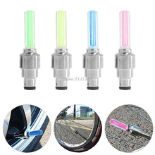 2Pcs Bike Lights Bicycle Tyre Tire Valve Caps Wheel Spokes LED Light 4 Color JUN08