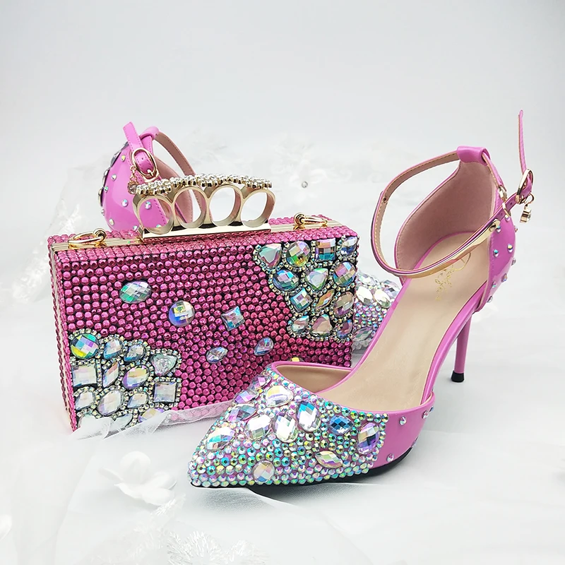 BaoYaFang/женские летние босоножки розового цвета; свадебные туфли с острым носком и ремешком на щиколотке, украшенные кристаллами; обувь под вечернее платье на тонком каблуке для невесты