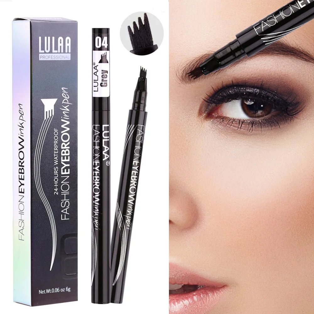 

LULAA 2 In 1 Four Fork Liquid Eyebrow Pencil Microblading Eyebrow Pen Waterproof Brown Tattoo Eyebrow Crayon Sourcils TSLM2