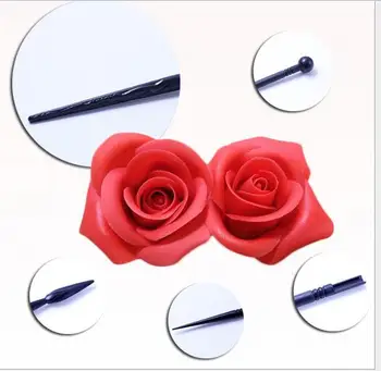 

Free Shipping Kitchen DIY Sugar Export Quality Flowers Turn Shape Stick Texture Petals Fold Lines Wand Tool Pen Black Rod A942