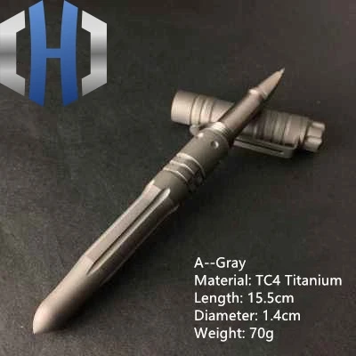 Тактическая ручка из титанового сплава для повседневного использования, многофункциональная ручка для самозащиты с разбитым окном, спасательный молоток - Цвет: A Gray