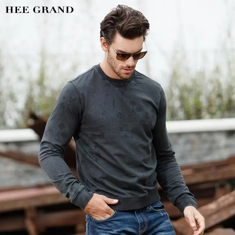 

HEE GRAND Men Typical Hoodies 2018 New Arrival O-Neck Printed Autumn 100% Cotton Material Fleece Male Warm Pullovers MWW1295
