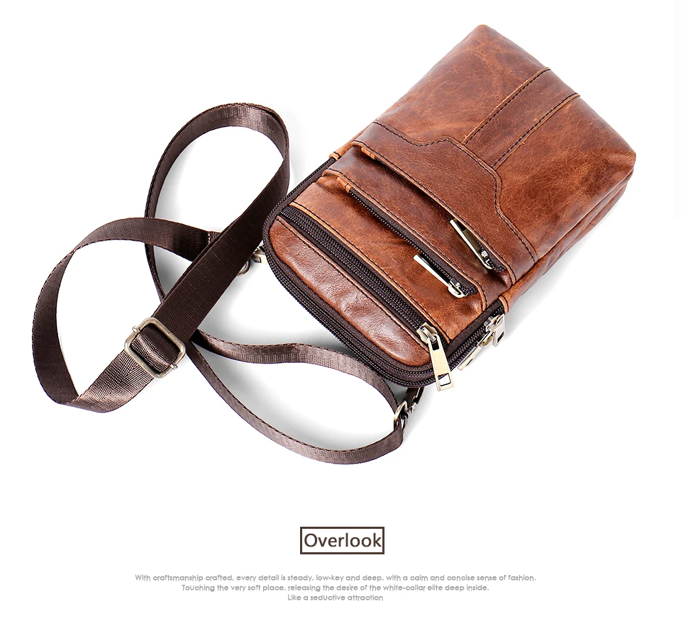 Messenger Bag Men Waist Pack Genuine Leather Men's Shoulder Crossbody Bags For Men Belt Bag (15)