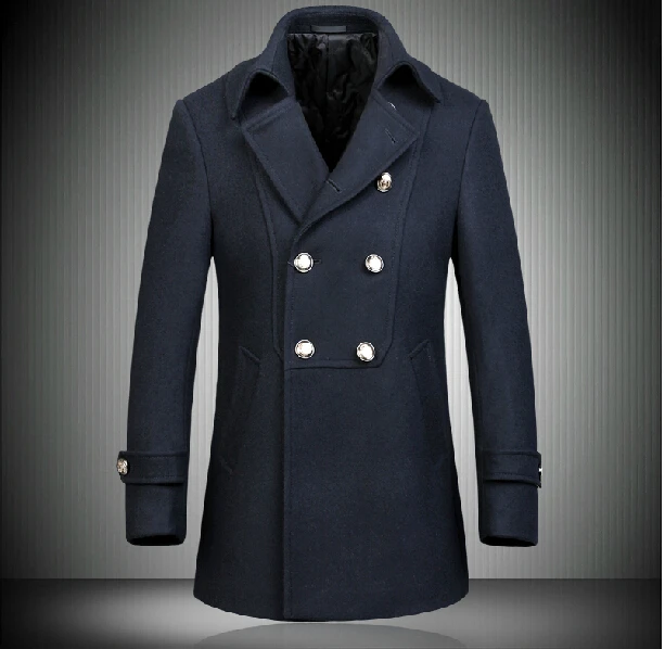 High Quality Military Mens Woolen Overcoat Outerwear Plus