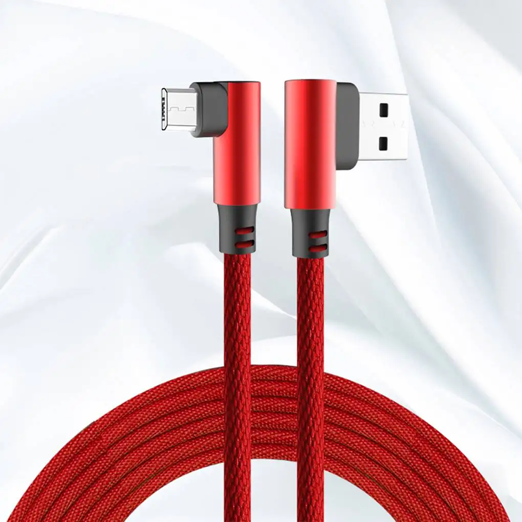 

1m Fabric Braided Data Cable Data Line for Android High Speed Charging Cord Double 90 Degree Head