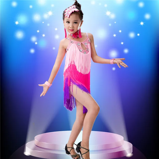 Fringe Latin Dance Competition Sexy Child latin Dance Dress for Girls