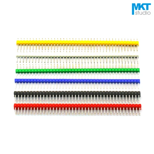 

100Pcs Colorful Gold Plated 1x40P 2.54mm Pitch Single Row PTH Male Pin Header For Arduino Red Yellow Blue Orange White Black