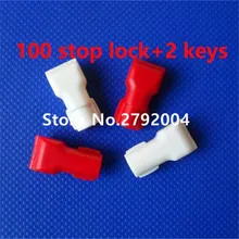 100pcs/lot EAS Security Display Hang Hook ABS Magnetic Hook Stop Lock+2pcs magnetic detacher keys
