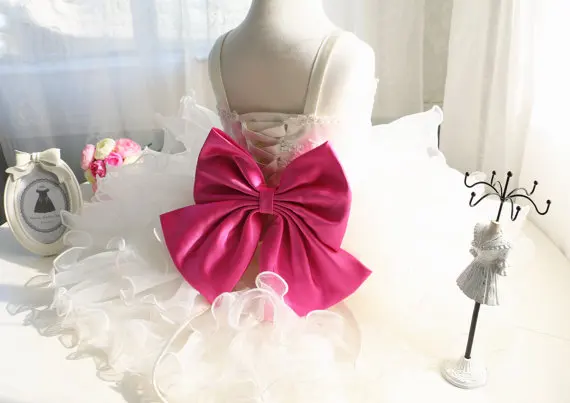 2017 white/ivory flower girl dress for wedding with red bow spaghetti strap lace appliques tulle toddler pageant dresses alluring spaghetti strap fringe design pure color dress for women