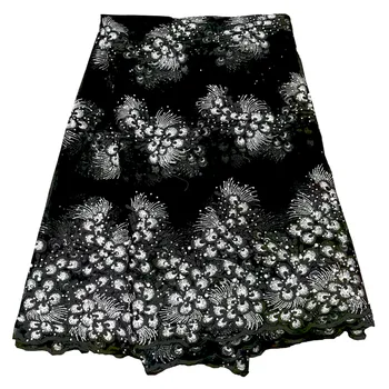 

Bridal Nigerian Wedding Lace Materials 3D Lace Fabric High Quality 2018 African Lace Fabric On Sale Beads Lace Fabric HJ407-2