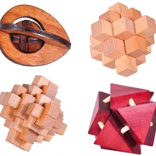4 шт./лот Классический Деревянный Логические Блокировка Burr Набор головоломок для взрослых и детей