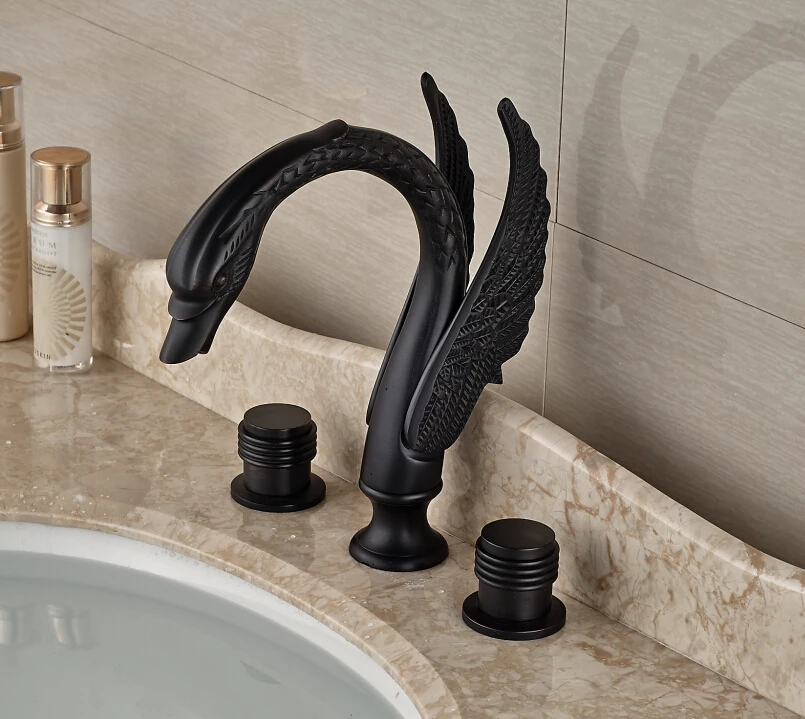 Modern Deck Mounted Oil Rubbed Bronze Bathroom Waterfall Basin Faucet