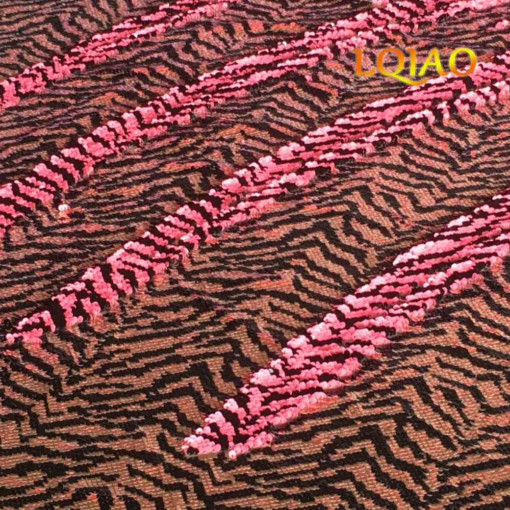 Zebra Light Pink Gold Reversible Sequin Fabric 10