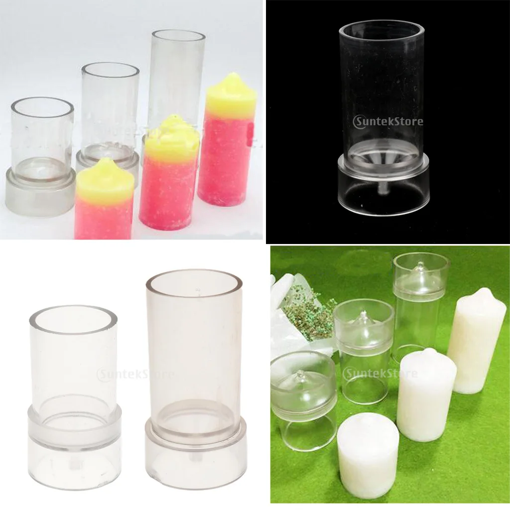 Buy 2 Sizes Plastic Clear Round Candle Molds Soap Mold