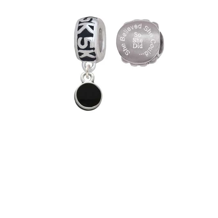 Hockey Puck 5K Run She Believed She Could Charm Beads (Set of 2)