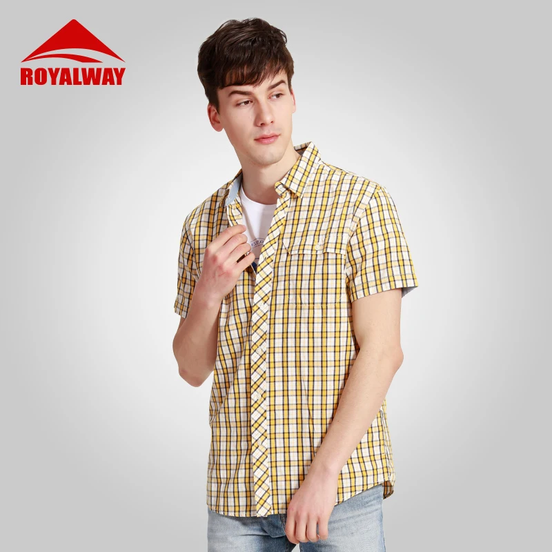

Royalway Man's 100% Cotton Causal short sleeved shirt for Camping Hiking Climbing #RFTM2031G