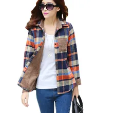 2017 New Women’s Winter Blouse Shirts Fashion Casual Warm Cardigan Shirts Female Long Sleeve Thickening Plaid Shirt Blusas Tops