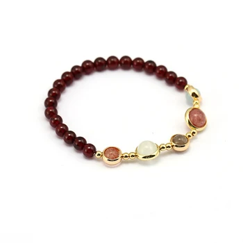

Natural Stone Red Garnet Bracelet Femme Energy Planetary System Stretch Beads Bracelets Bangles Women pulseras mujer Jewelry