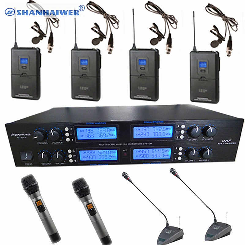 

8*100 channel UHF professional wireless microphone system Each channel has 100 CH frequency handheld or headsets mic optional