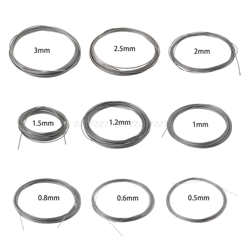 

New 10m 304 Stainless Steel Wire Rope Soft Fishing Lifting Cable 7x7 Clothesline Je01 19 Dropship