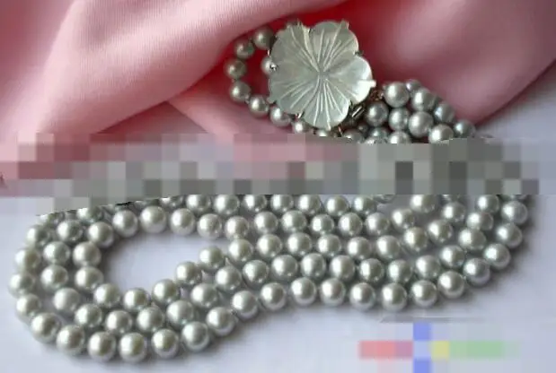 

3574 3ROW GRAY ROUND FRESHWATER CULTURED PEARL NECKLACE