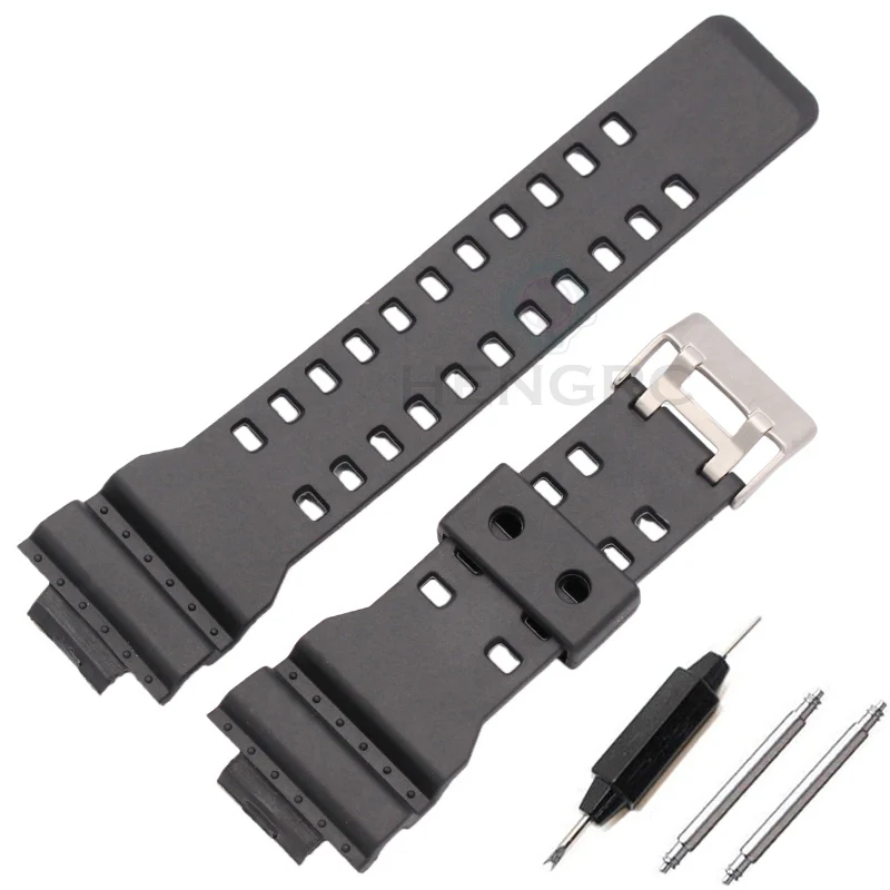 Correa de reloj de PU de 16mm para Casio G, repuesto de choque negro, accesorios de reloj de pulsera resistentes al agua