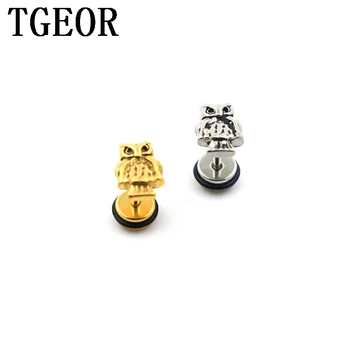 

free shipping illusion cheater 30pcs 1.2*6*6/(7*10)mm Stainless Steel titanium plated colors retro owl piercing ear fake plug