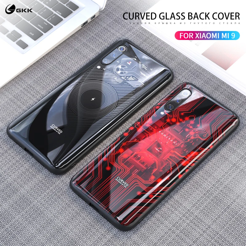 

GKK Luxury Case For Xiaomi Mi 9 Case Anti-knock Back Curved Tempered Glass Soft Edge TPU Cover For Xiaomi Mi 9 Case Coque Funda