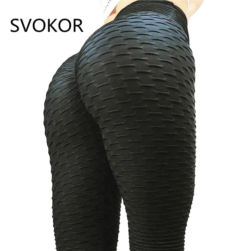 

SVOKOR Black Leggings Women Polyester Ankle-Length Standard Fold Pants Elasticity Keep Slim Push Up Fitness Female Legging