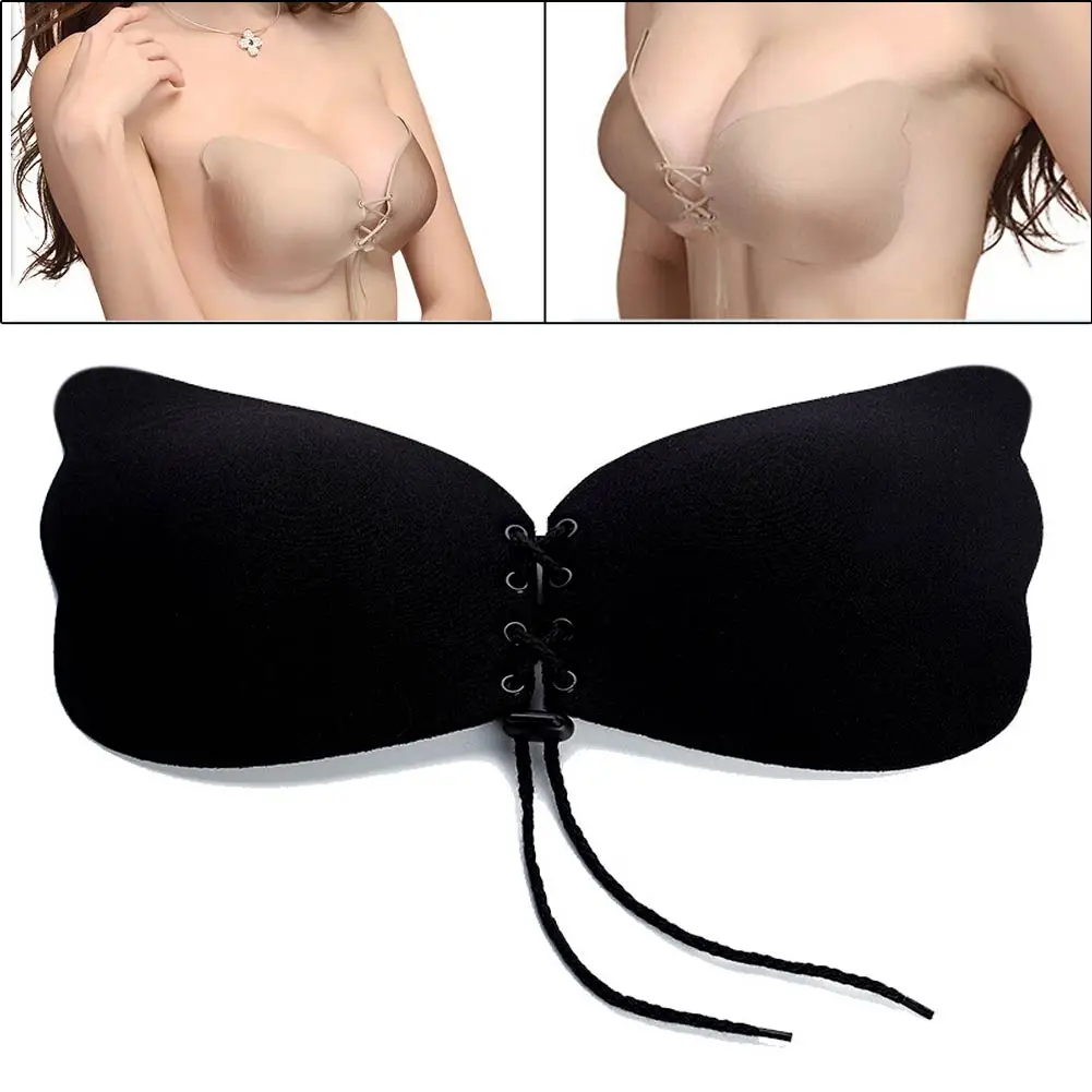 

Women Strapless Bandage Self-Adhesive Wire Free Gel Silicone Invisible Underwear Backless Seamless Push Up Bra Angel Wing Shape