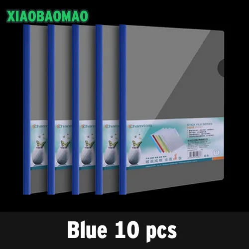 10 шт./партия, цветная обложка для отчета, прозрачная полипропиленовая опора для позвоночника/папка 14C, плотное качество PP - Цвет: Синий