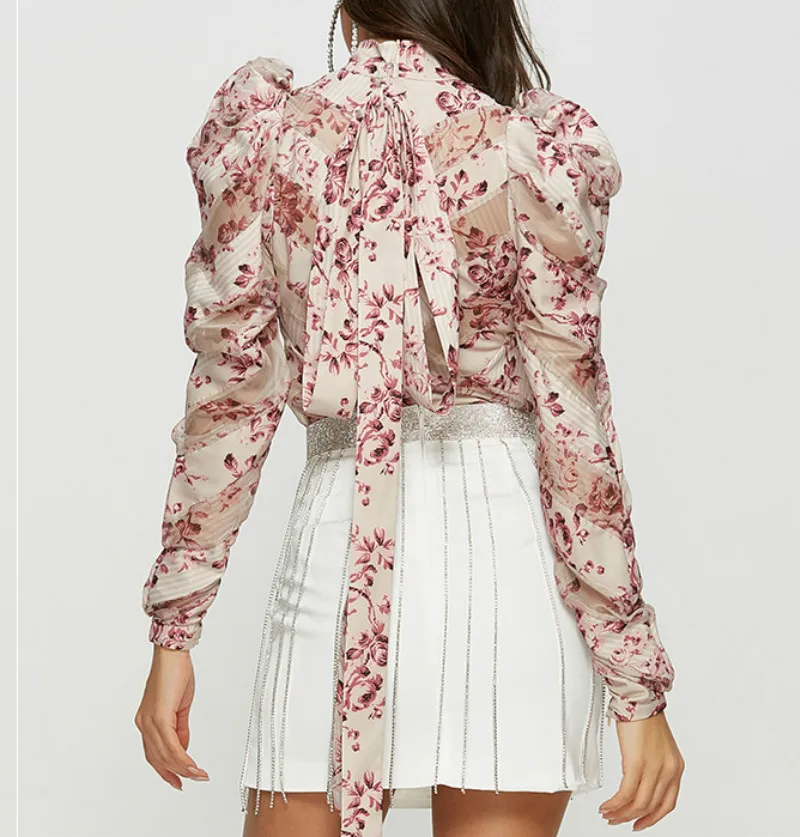 Женская шифоновая блузка с рукавами фонариками модельная привлекательная