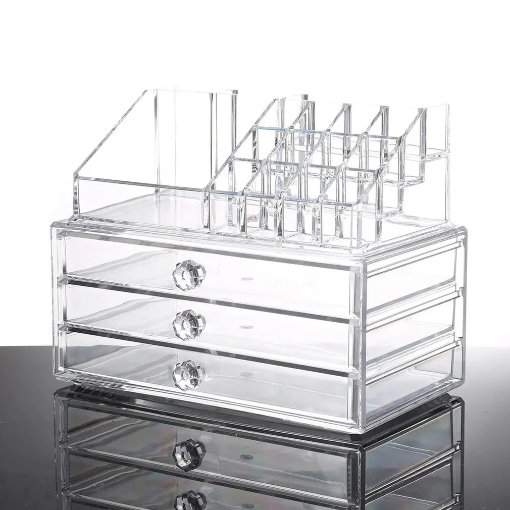 

Dual Layer Multipurpose Cotton Swabs Organizer Cotton Pads Holder Clear Acrylic Cosmetic Storage Box