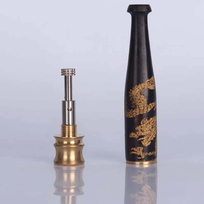 JX-LCLYL New Reusable Handmade Ebony Carving Dragon Smoke Tobacco Filter Cigarette Holder