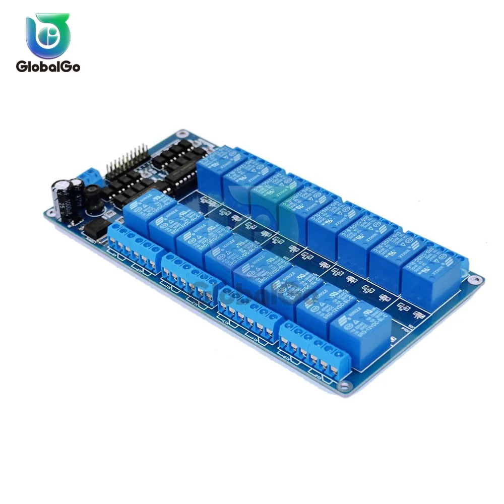 DC 5V 12V 16 Channel Relay Module Board With Optocoupler Protection ...