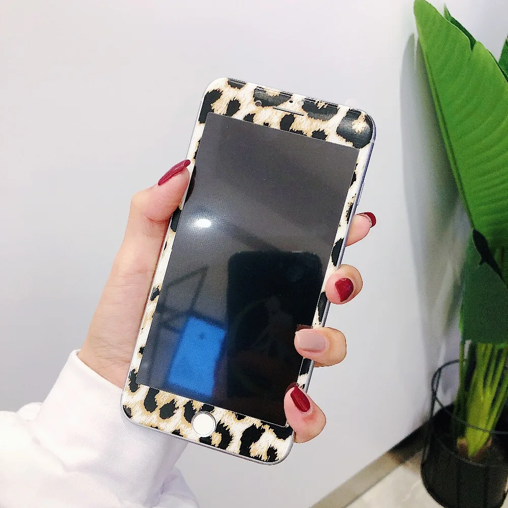 Милый сексуальный чарующий Леопардовый принт 3D углеродное волокно полное покрытие Закаленное стекло Защитная пленка для экрана для iPhone 6 6s 7 8 Plus
