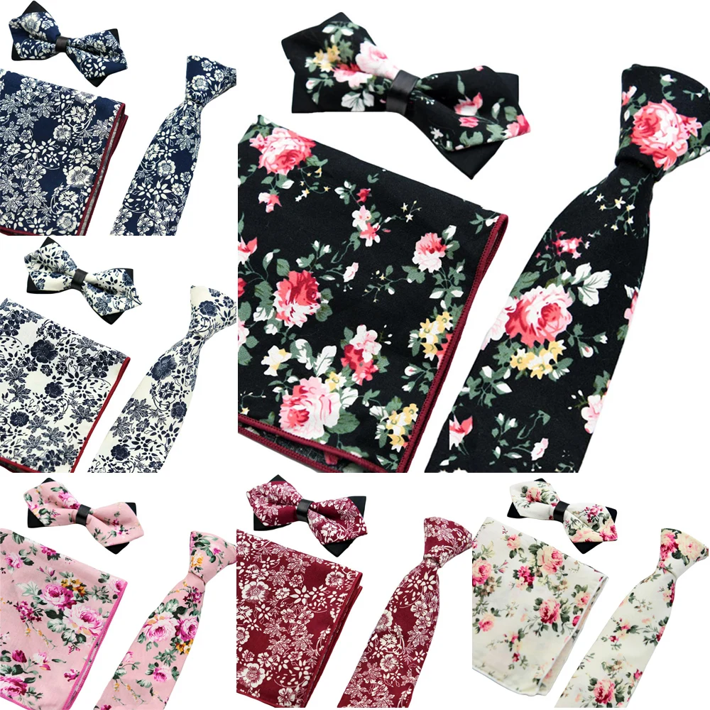  Mens Business Floral Flower Bowtie Tie Handkerchief Pocket Square Set Party RSTIE0317