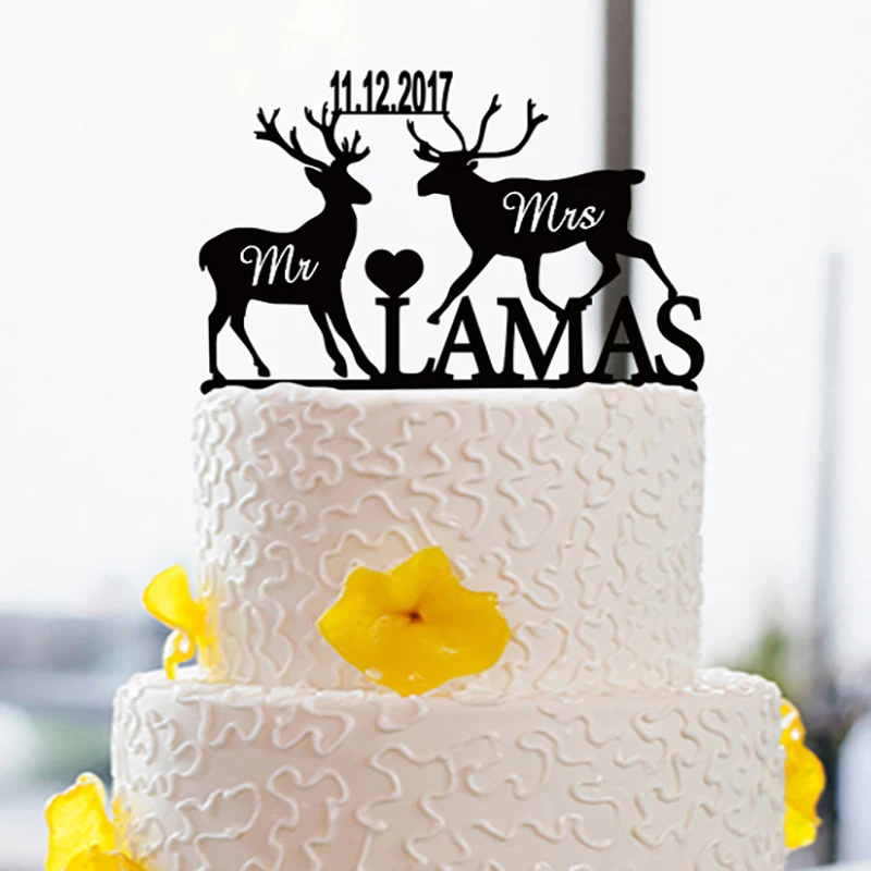 Personalized Wedding font b Cake b font font b Topper b font with Name and Date