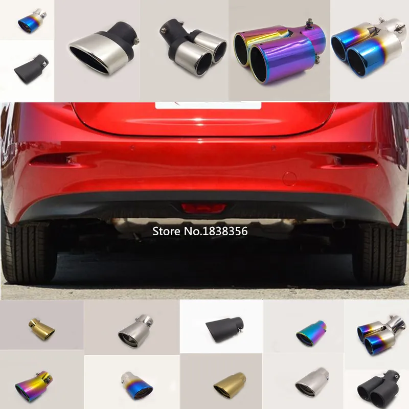 

For Mazda 3 Axela M3 2014 2015 2016 2017 cover muffler exterior end pipe outlet dedicate stainless steel exhaust tip tail 1pcs