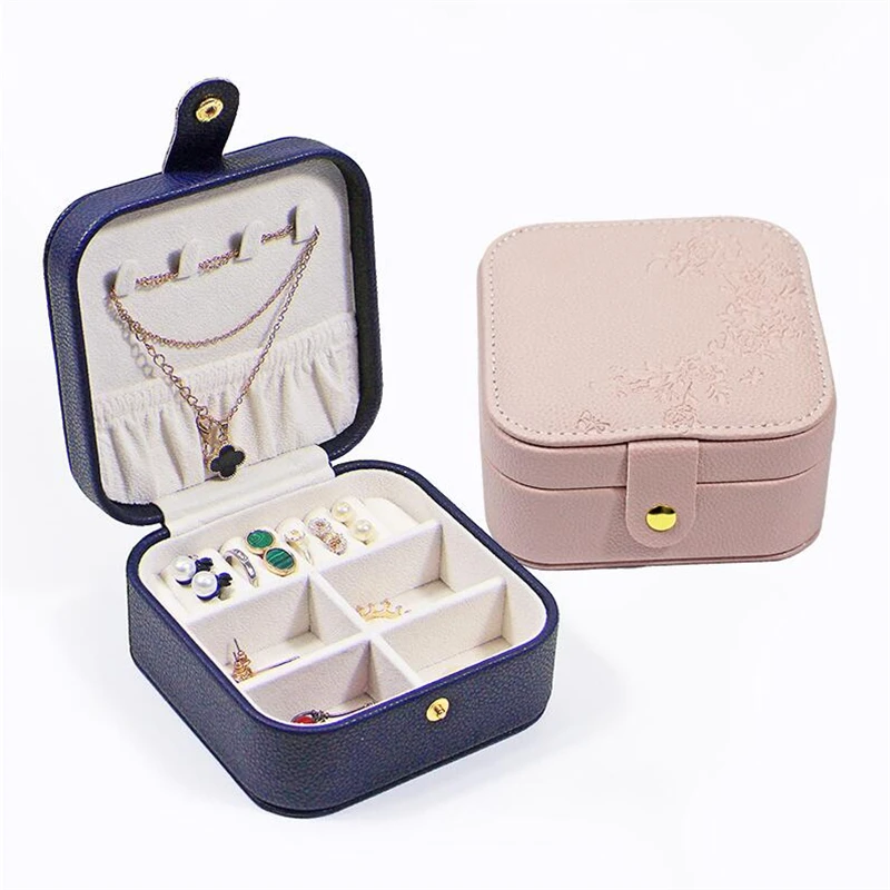 

Jewelry Packaging Display Case Boxes Storage Organizer Girl Earrings Holder Leather Multi-function Jewelry Tools Storage Box