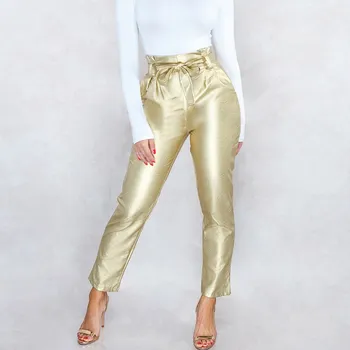 

Sexy Pu Leather Summer Pants Club High Waist Casual Pants Pencil Pants Women Clothes 2019