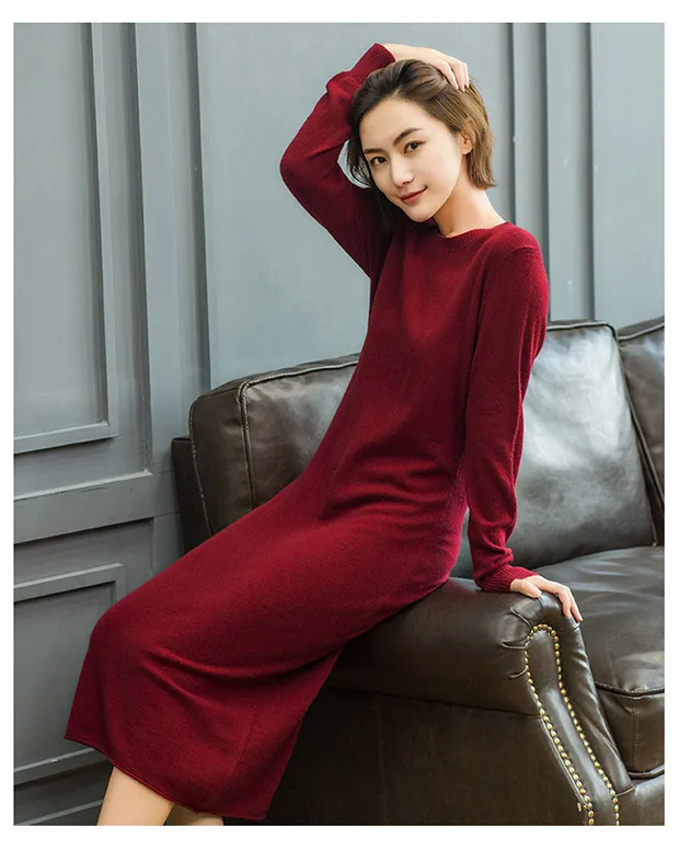 Новинка, стильный женский свитер из чистого кашемира, кашемировый пуловер, мягкий и удобный длинный свитер, женский теплый пуловер - Цвет: rust red