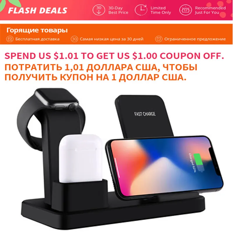 

For apple watch charger 3 In 1 Charging Dock Station Bracket Cradle Stand phone holder For IPhone XR X 8 7 6 Wireless QI Dock
